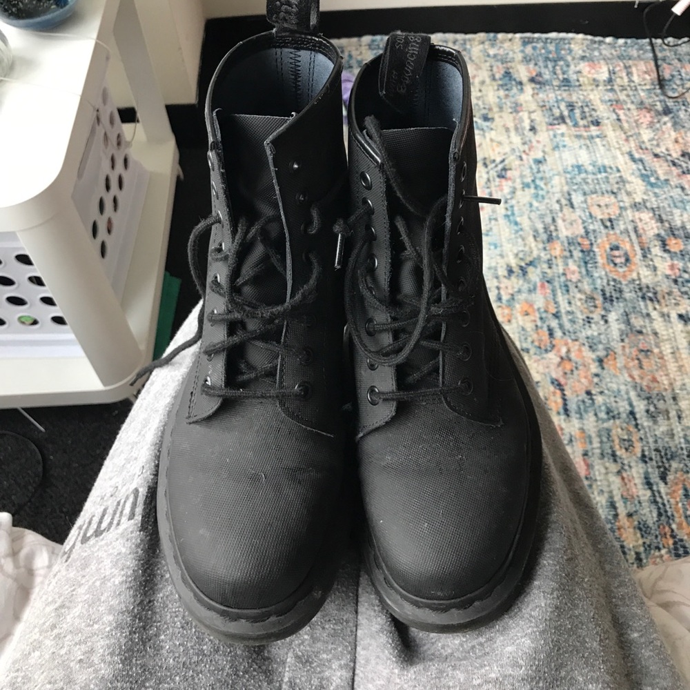 Matte black vegan Doc Martens